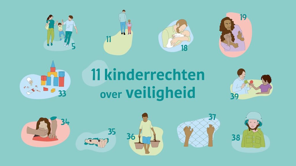 kinderrechten in illustratie uitgebeeld